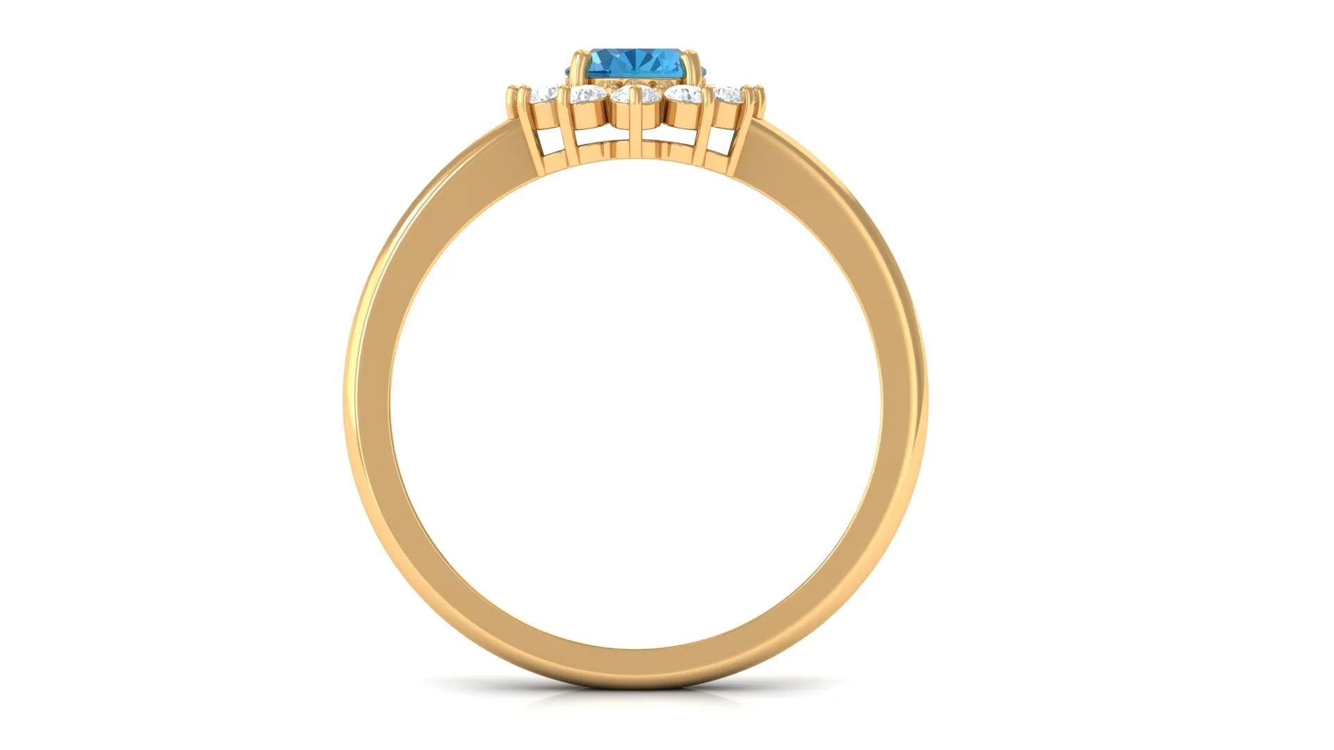 1 CT Princess Diana Inspired Oval Shape Swiss Blue Topaz Engagement Ring Diamond Halo