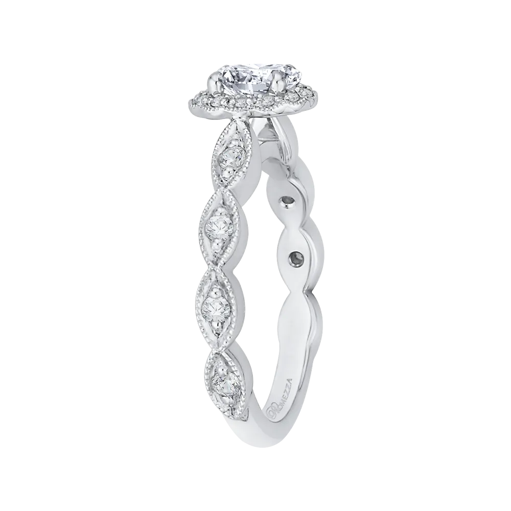 14K White Gold Oval Diamond Halo Engagement Ring