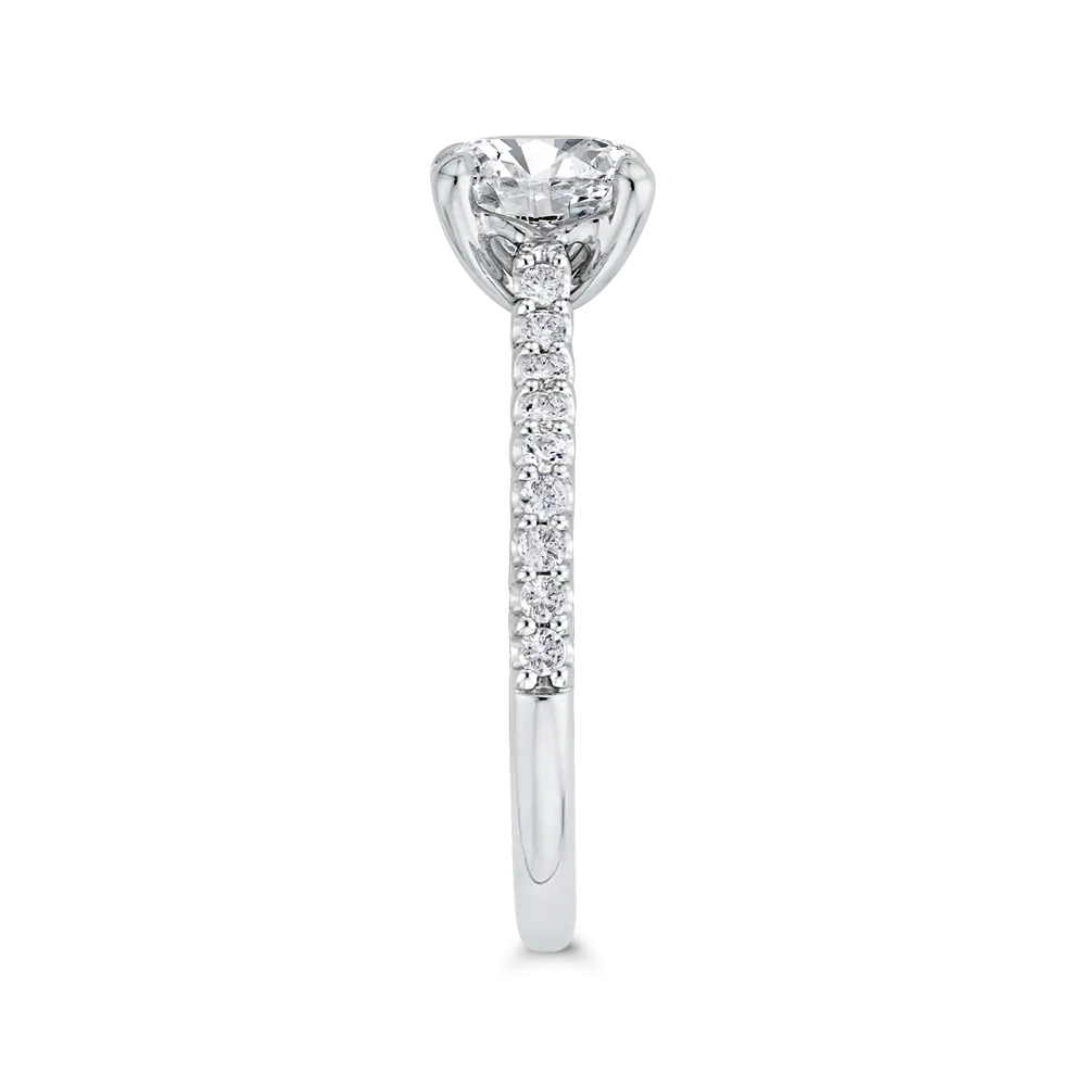 14K White Gold Round Cut Diamond Classic Engagement Ring (Semi-Mount)
