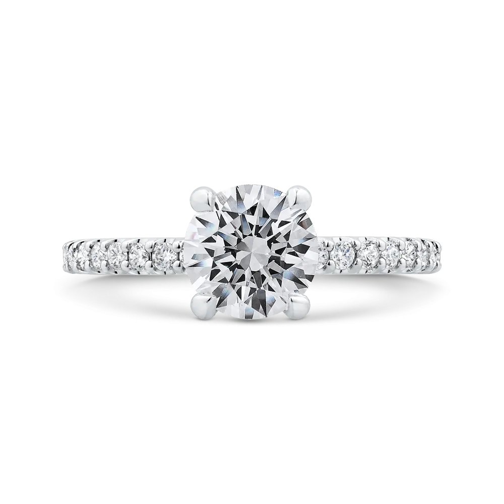 14K White Gold Round Cut Diamond Classic Engagement Ring (Semi-Mount)