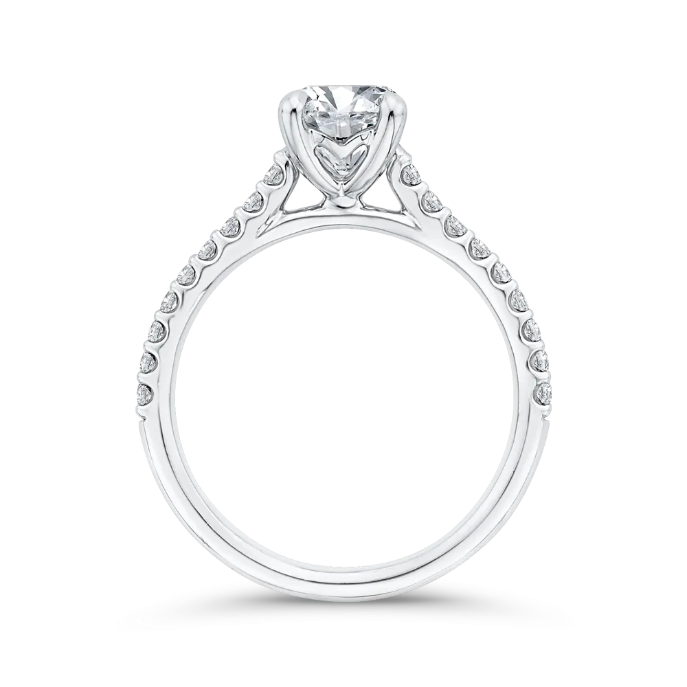 14K White Gold Round Cut Diamond Classic Engagement Ring (Semi-Mount)