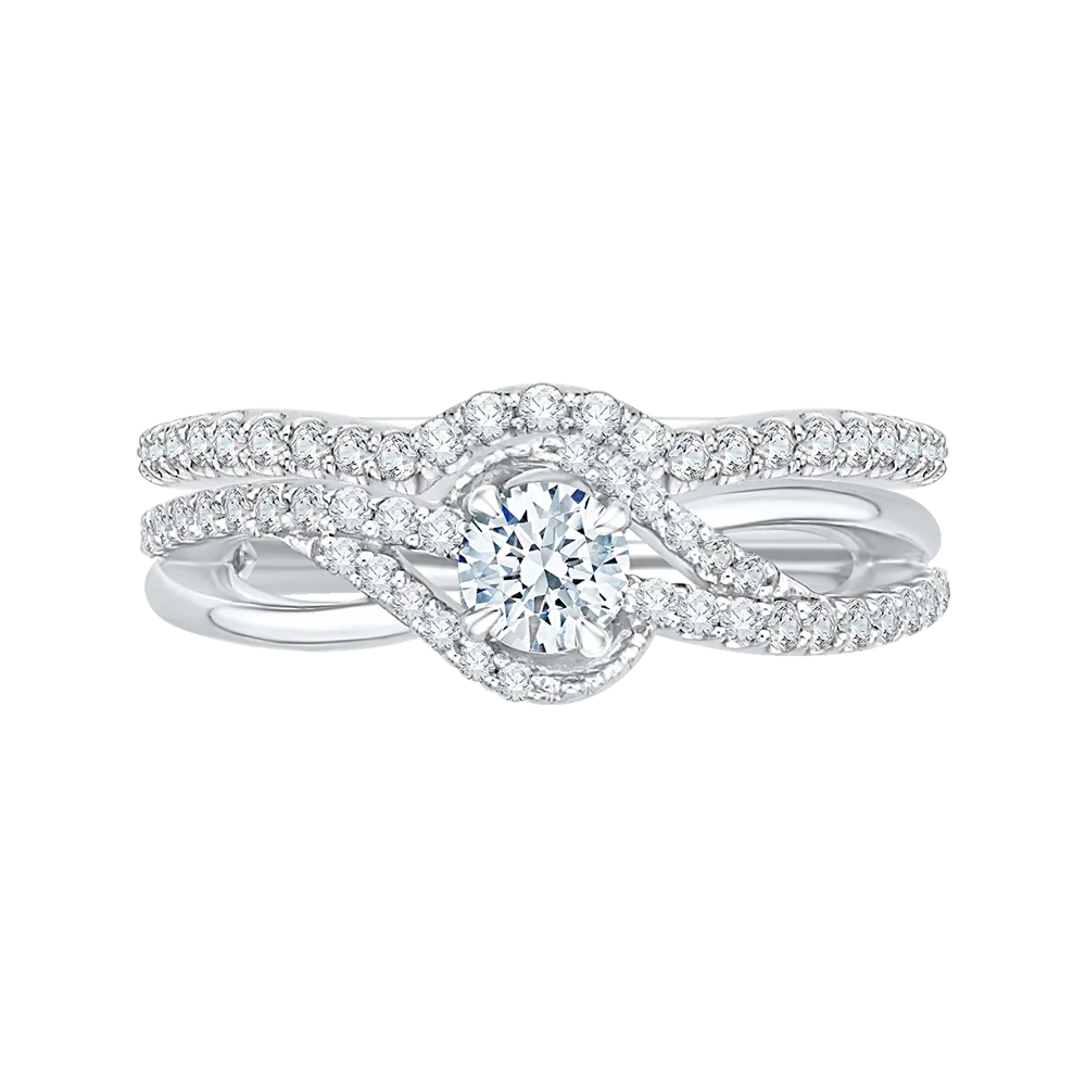 14K White Gold Round Cut Diamond Engagement Ring