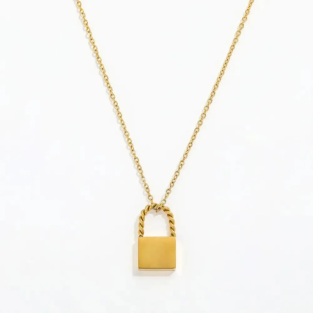 18K Gold-Filled Padlock Pendant Necklace
