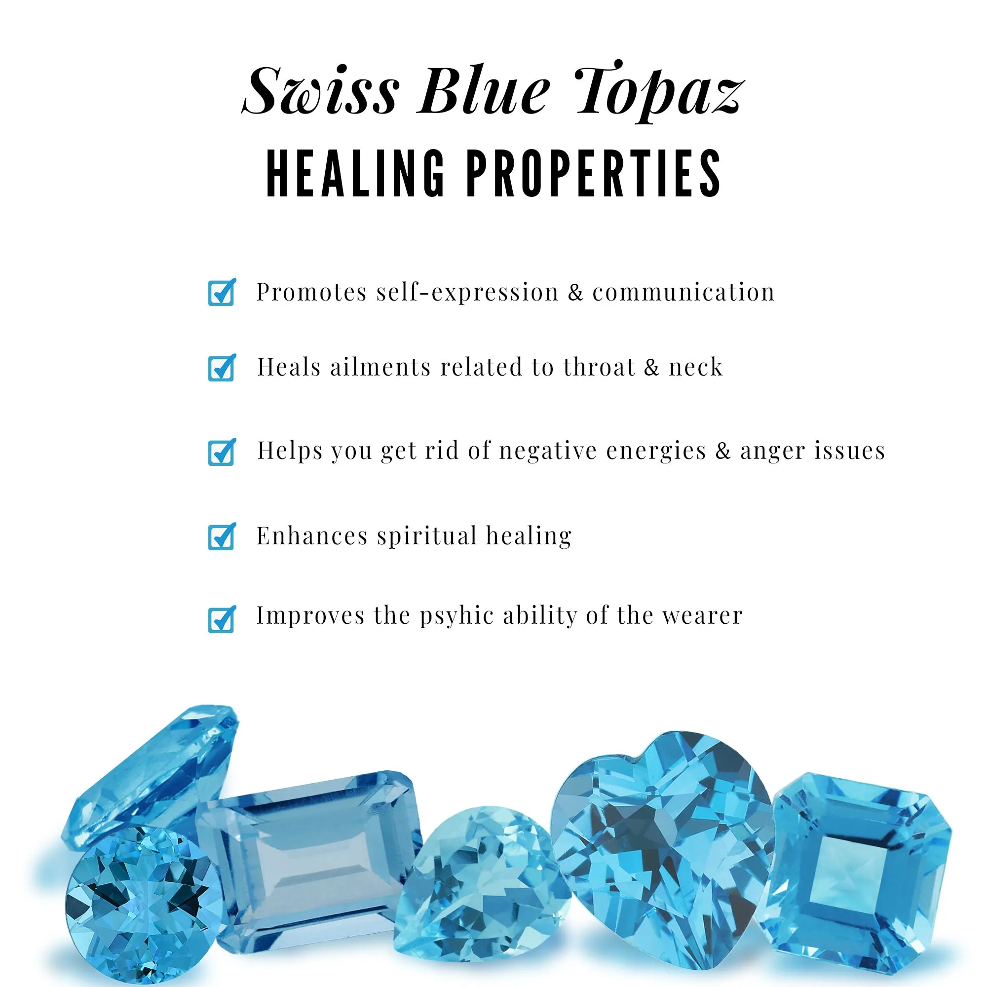 3/4 CT Round Shape Swiss Blue Topaz Solitaire Ring with Diamond Side Stones