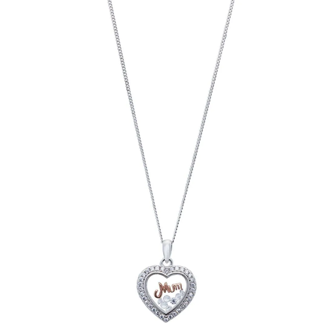 45cm Rose 'Mum' Glass Locket Sterling Silver Necklace