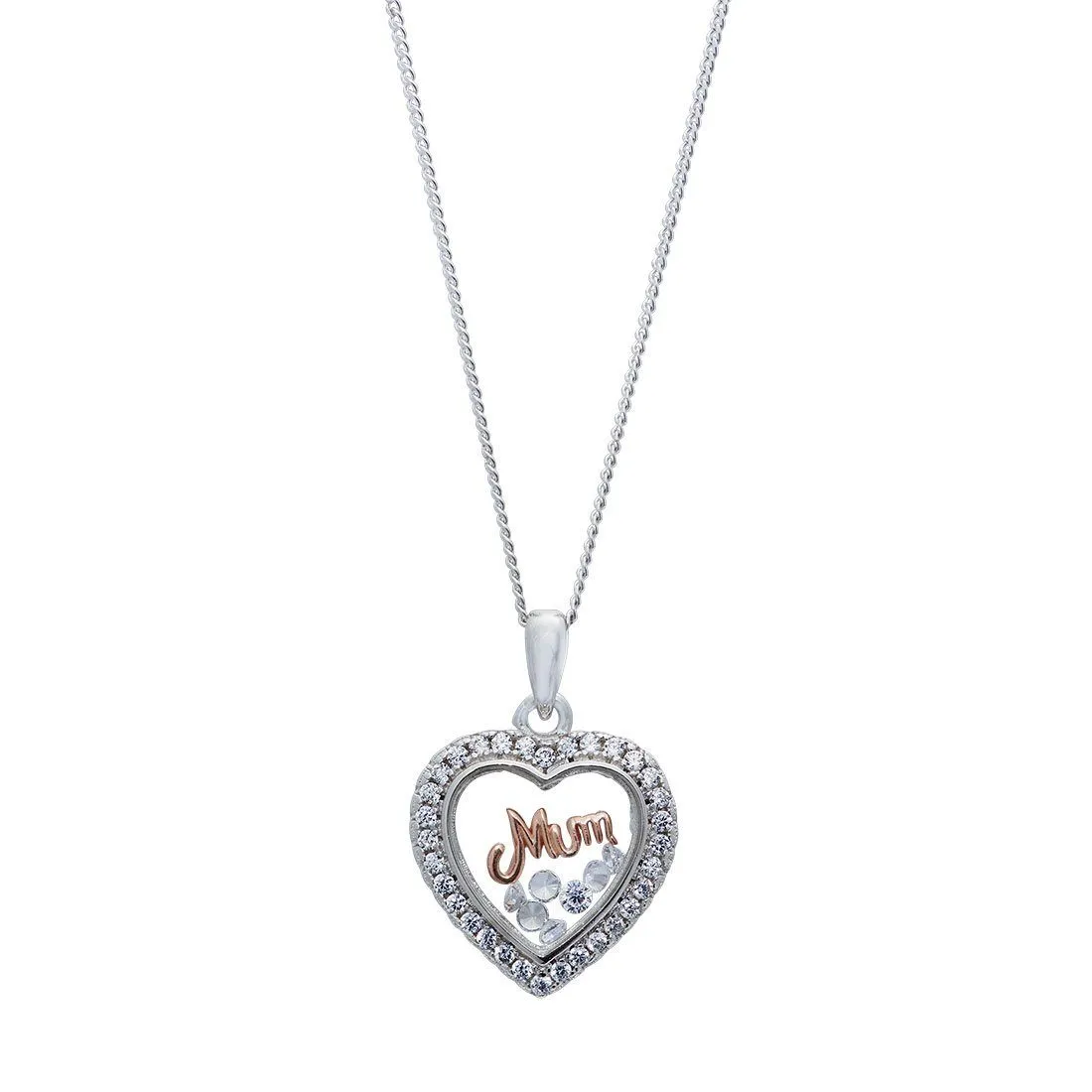 45cm Rose 'Mum' Glass Locket Sterling Silver Necklace