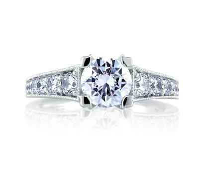 A.JAFFE ART DECO CLASSIC MILGRAIN DOUBLE PRONG ENGAGEMENT RING 0.54             (not including cent