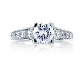A.JAFFE ART DECO CLASSIC MILGRAIN DOUBLE PRONG ENGAGEMENT RING 0.54             (not including cent