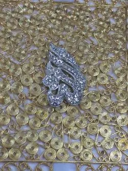 ALLAH NAME GOLDEN NET FLOORING PENDANT 4 INCHES LONG