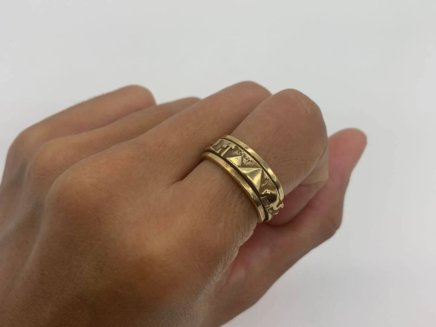 Camel Spinner Ring - Gold Camel Band, Desert Animal Ring