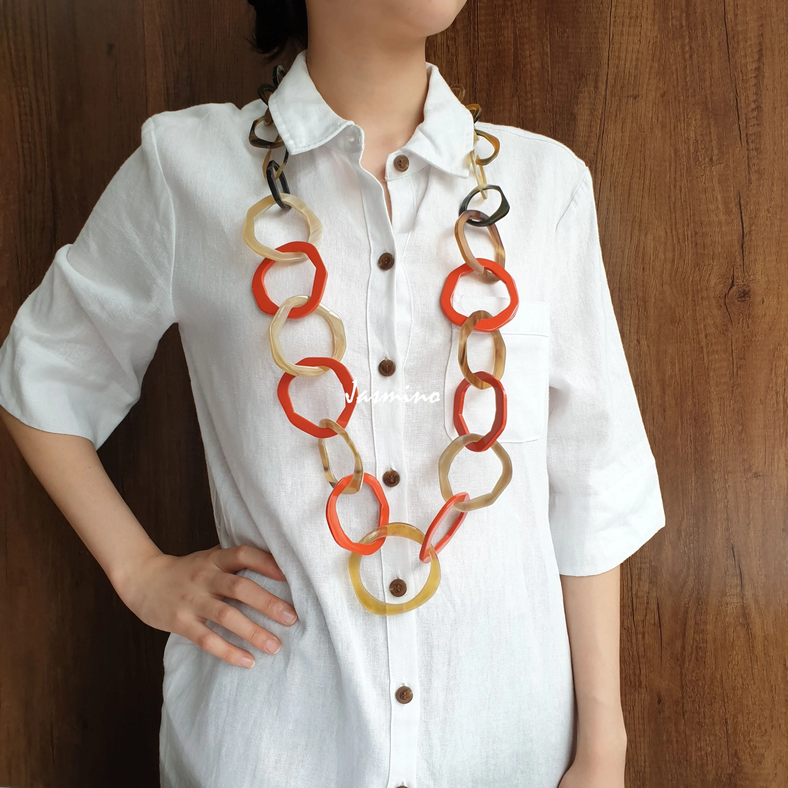 Charming Horn Necklace J18269, Made by Natural Buffalo Horn