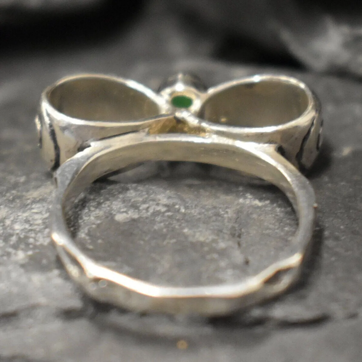 Chrysoprase Ring - Large Ribbon Ring - Green Bow Ring