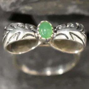 Chrysoprase Ring - Large Ribbon Ring - Green Bow Ring