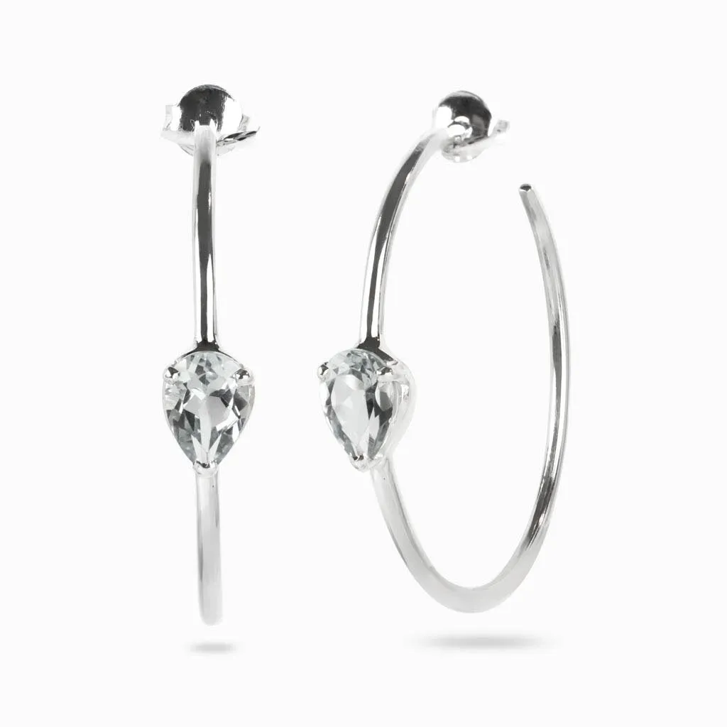 Clear Quartz Hoop Earrings
