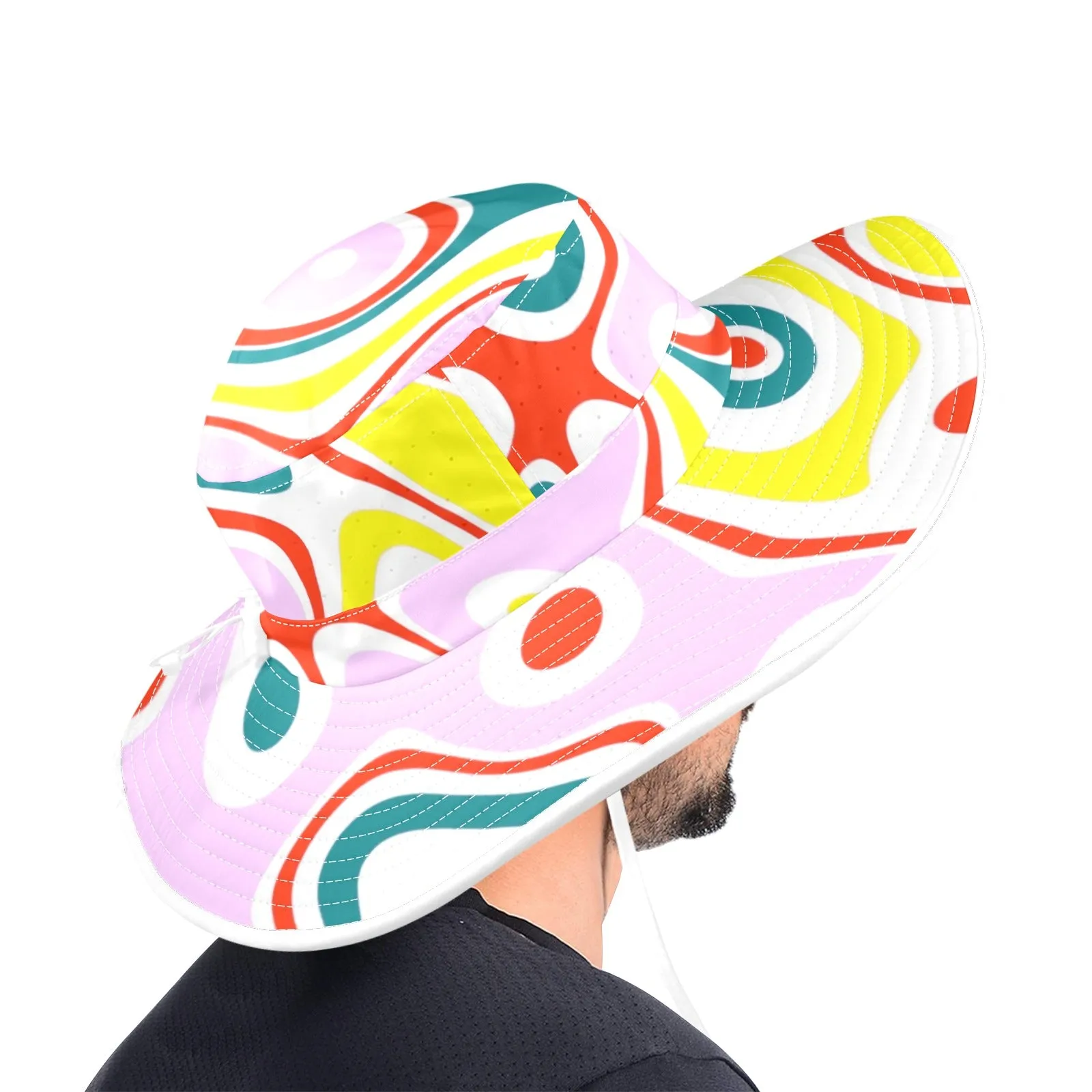 colored splat print 2 Wide Brim Bucket Hat