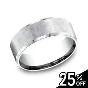 Comfort-Fit Cobalt Beveled Edge Wedding Band