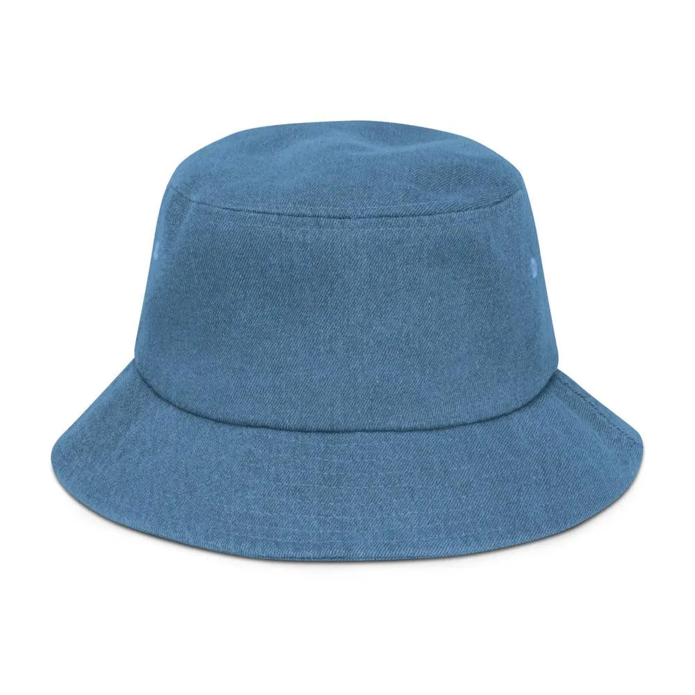 Crested Denim bucket hat