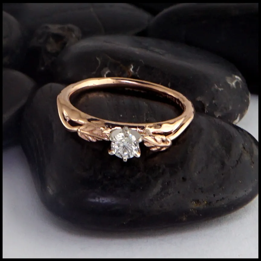 Diamond Leaf and Vine Wedding Set