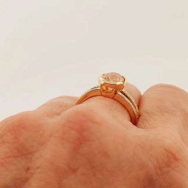 ELEGANT PEACH RING with Schiller Oregon Sunstone