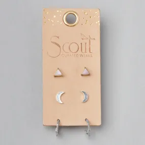 Ella Stud Trio - Silver (Rose Quartz)