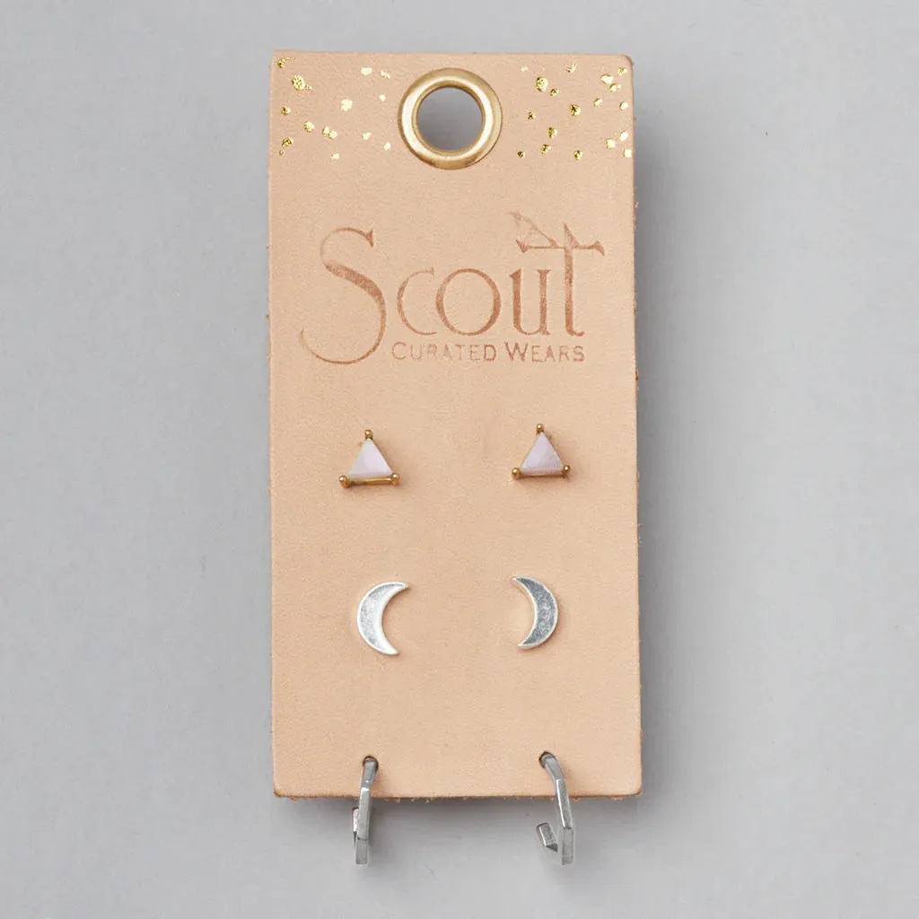 Ella Stud Trio - Silver (Rose Quartz)