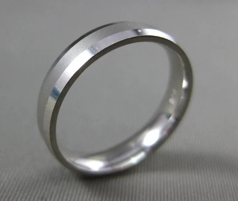 ESTATE 14K WHITE GOLD MATTE & SHINY SOLID COMFORT WEDDING ANNIVERSARY RING 24616