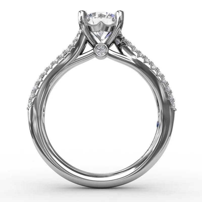Fana Contemporary Solitaire Engagement Ring With Multi-Row Tapered Diamond Band S3115