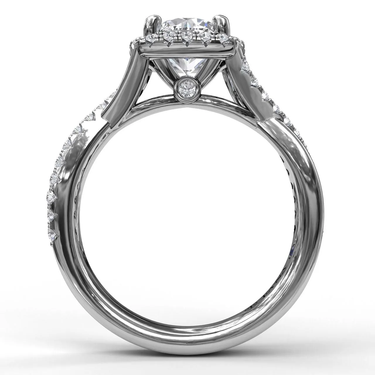 Fana Cushion Halo With Diamond And Gold Twist Engagement Ring 3755