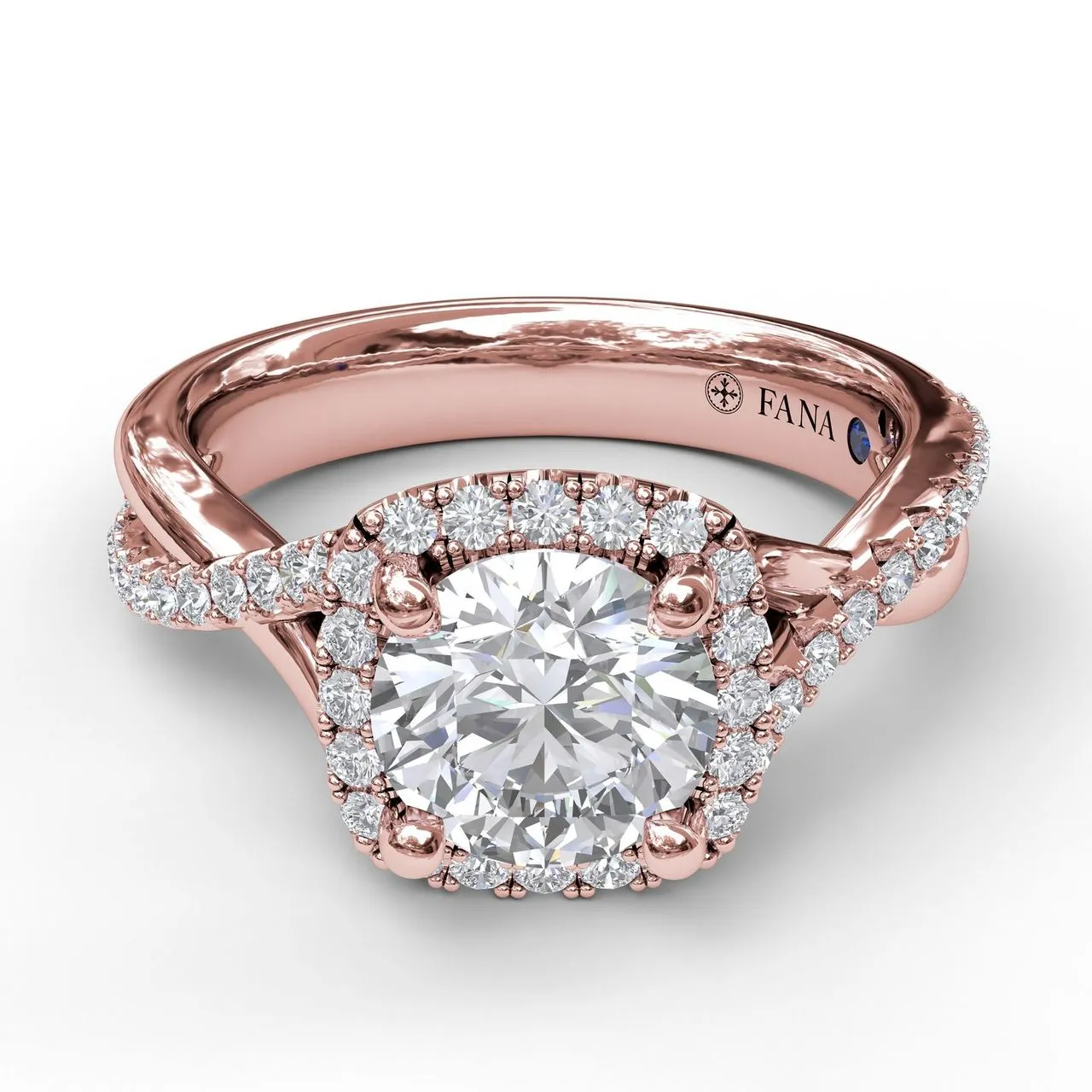 Fana Cushion Halo With Diamond And Gold Twist Engagement Ring 3755
