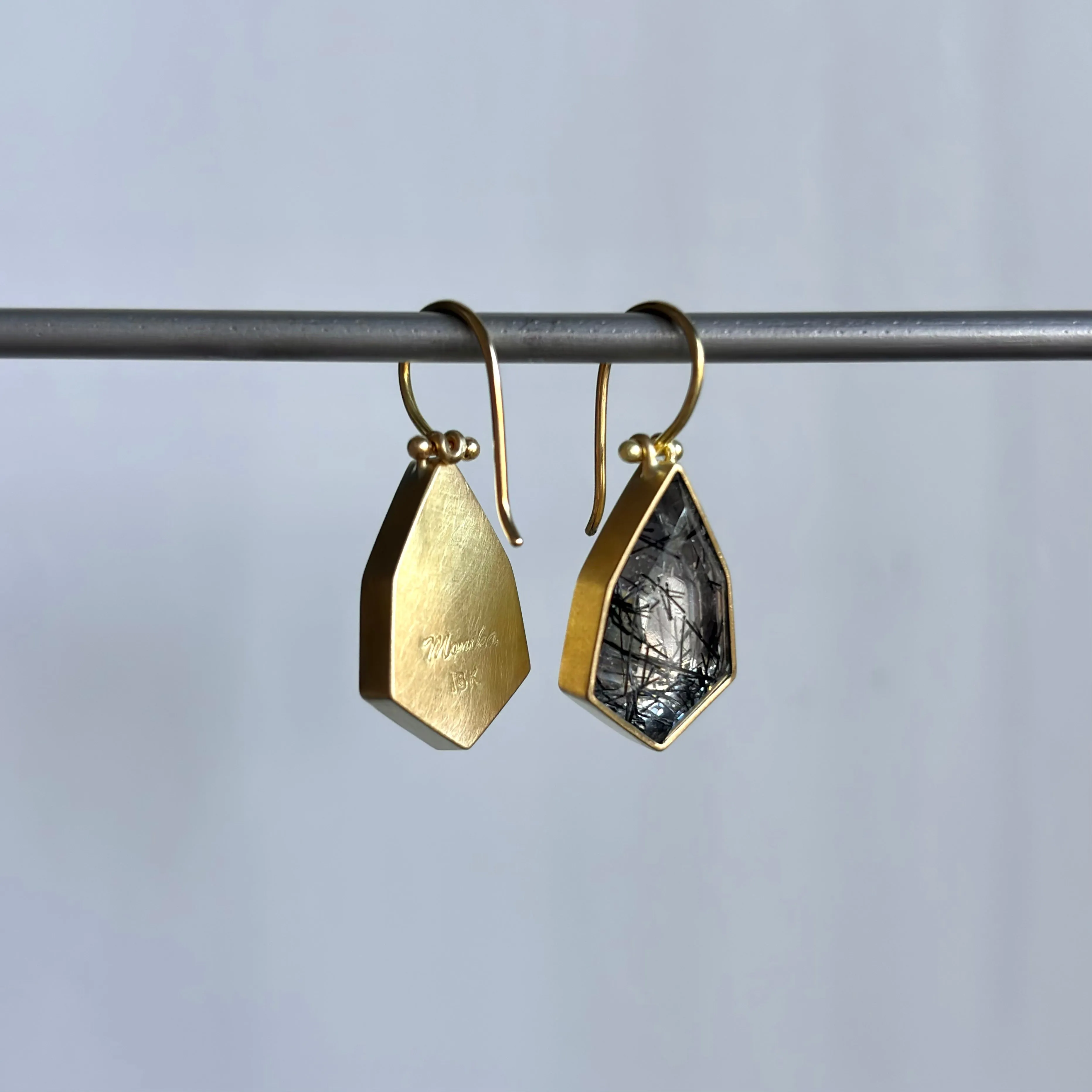 Geometric Tourmalated Quartz Earrings
