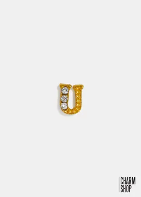 Gold Letter U Locket Charm