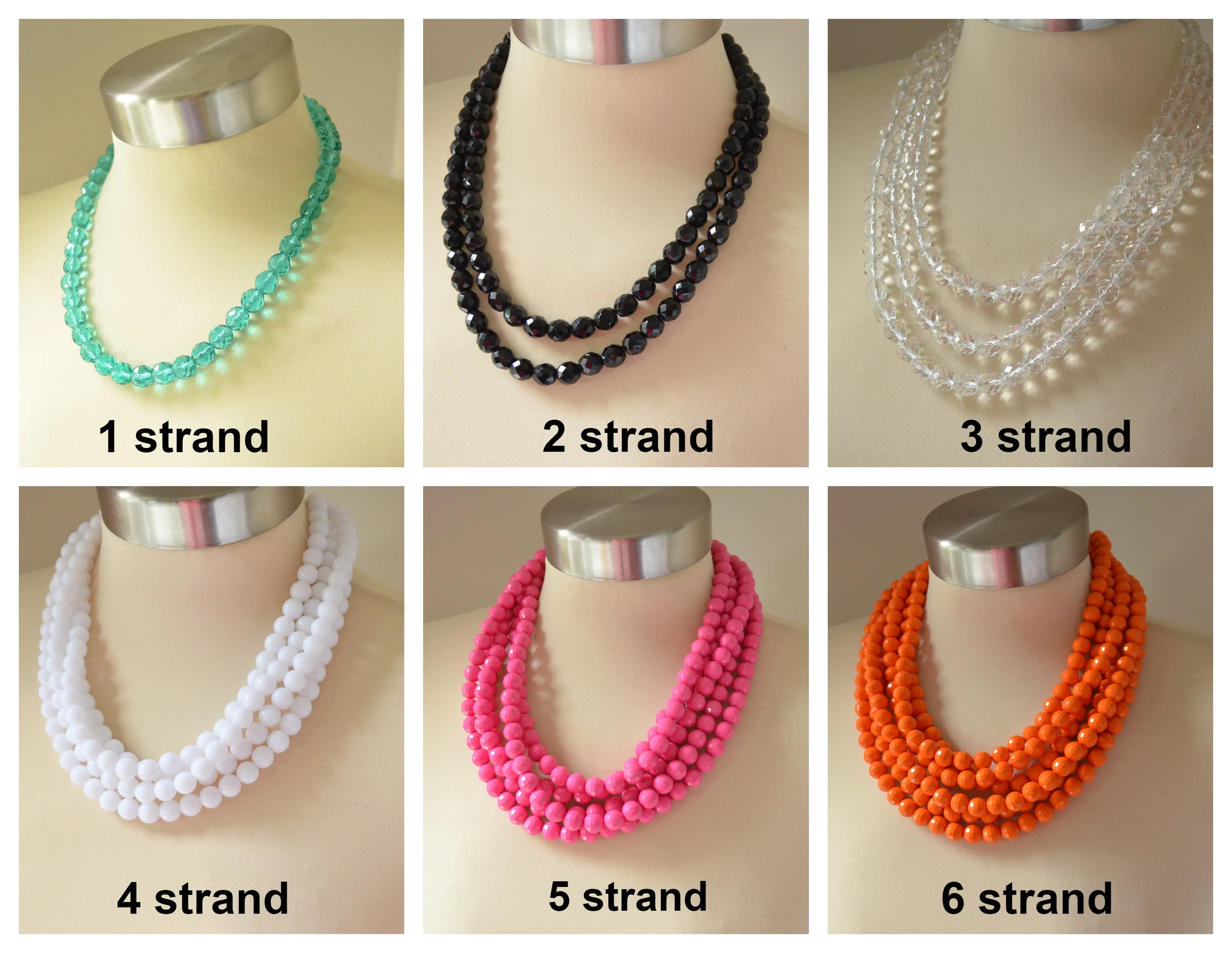 Green Acrylic Lucite Bead Chunky Multi Strand Statement Necklace - Alana