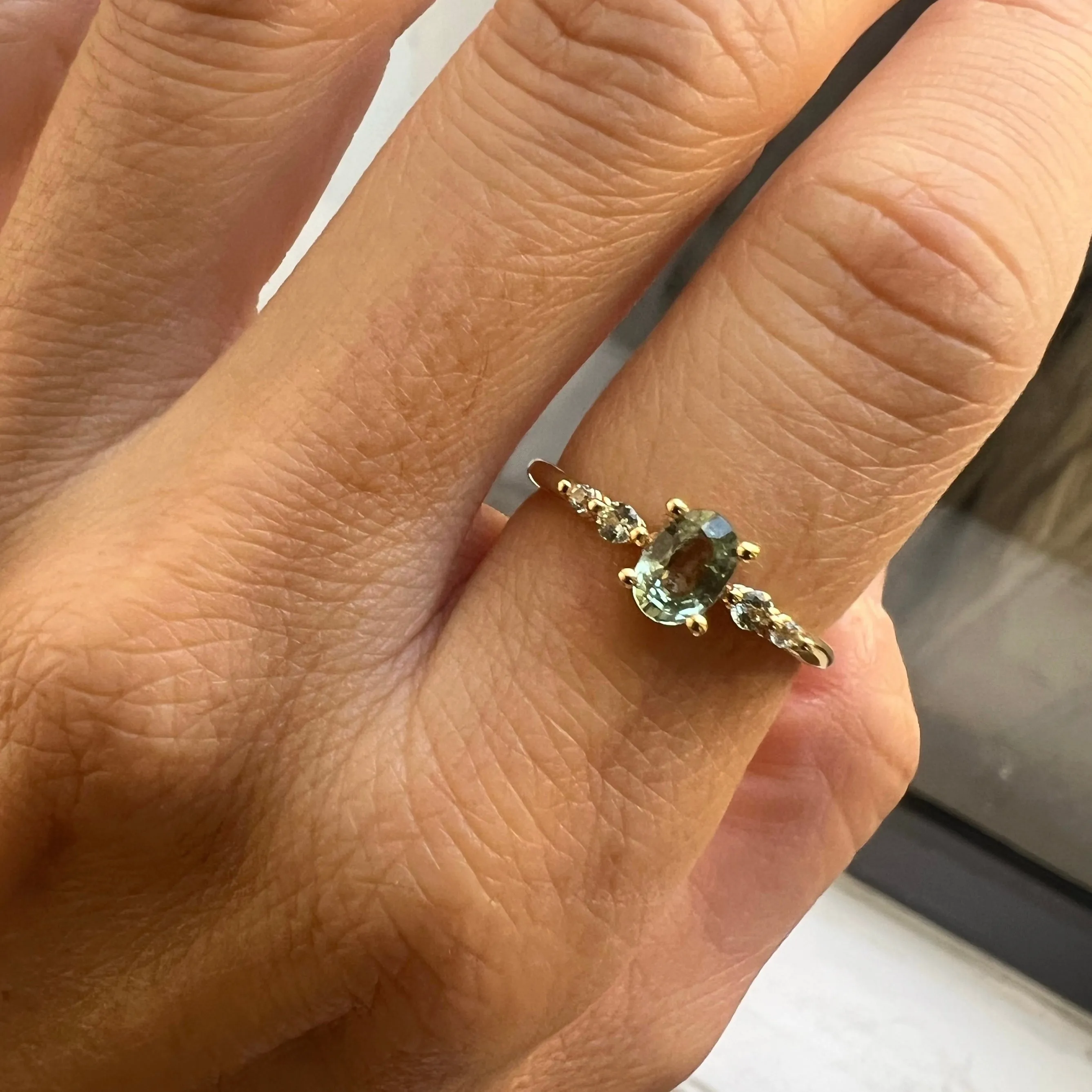 Green Sapphire Pebble Ring (ready to ship option)*