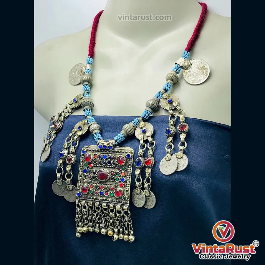 Handmade Beaded Chain Necklace With Long Tassels