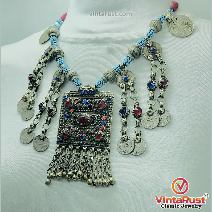 Handmade Beaded Chain Necklace With Long Tassels