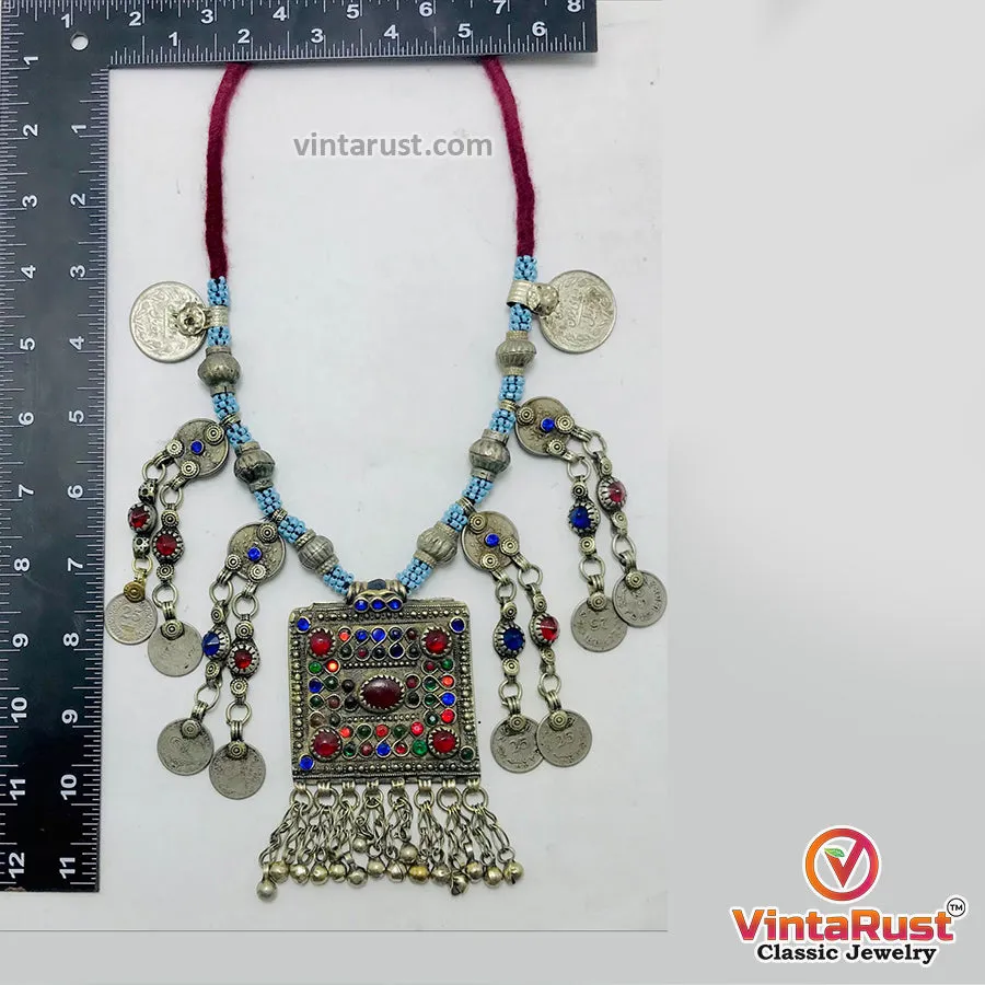Handmade Beaded Chain Necklace With Long Tassels