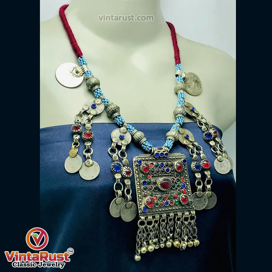 Handmade Beaded Chain Necklace With Long Tassels