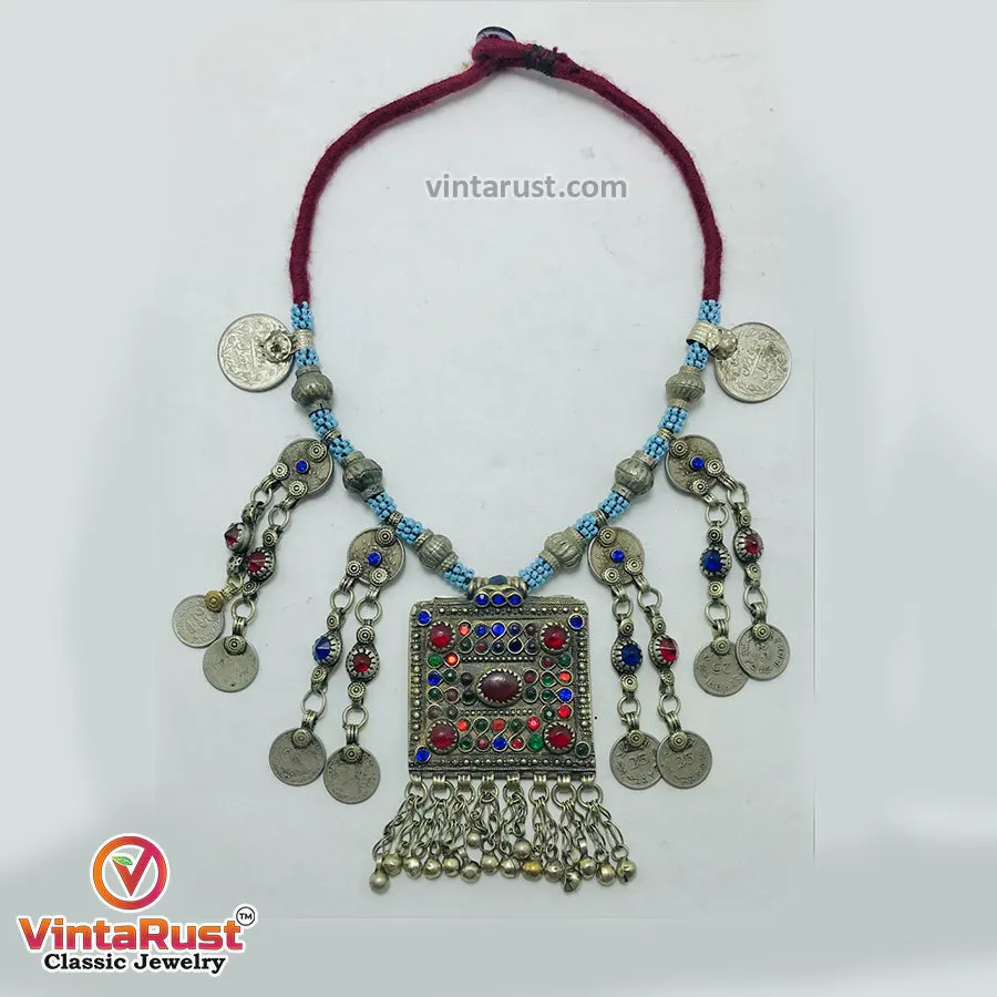 Handmade Beaded Chain Necklace With Long Tassels