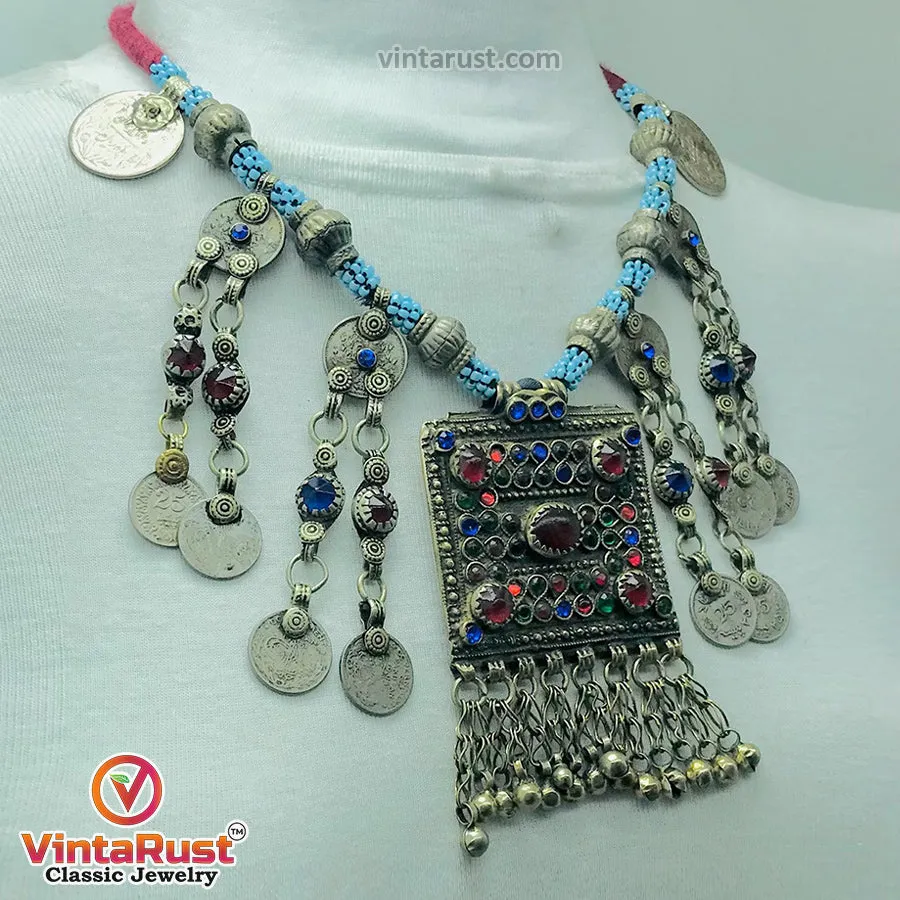 Handmade Beaded Chain Necklace With Long Tassels