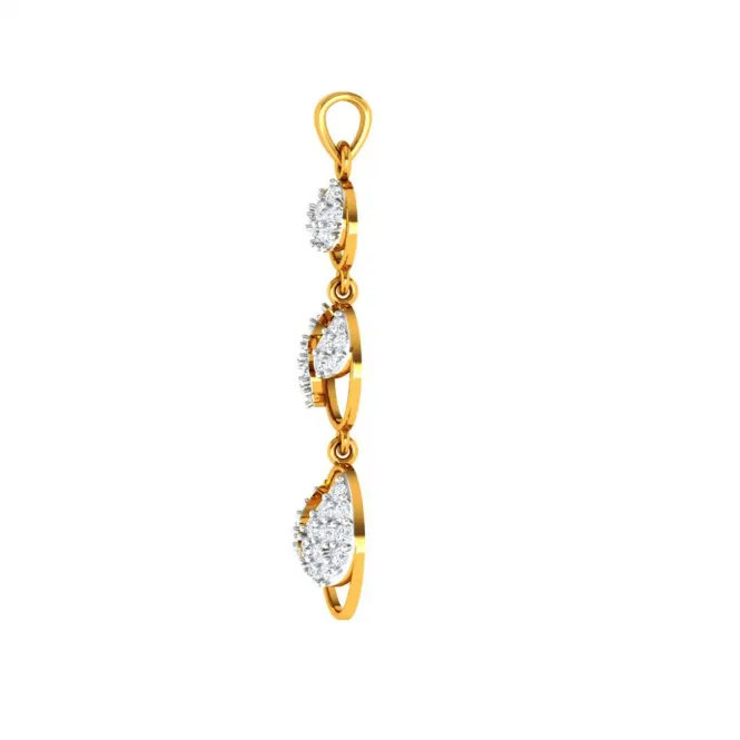 Imperative Embedded Tri-ringed Design 22KT Gold Pendant