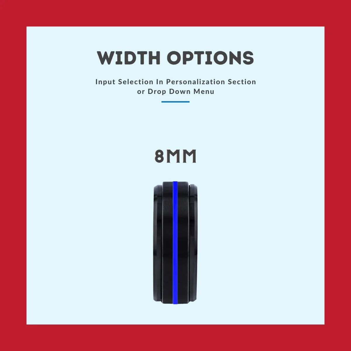 JIMMY | Multi Color Wood, Black Tungsten Ring, Blue Groove, Stepped Edge