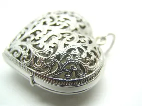 Kaedesigns Genuine 9ct 9K White Gold Huge Heavy Filigree Heart Pendant Locket