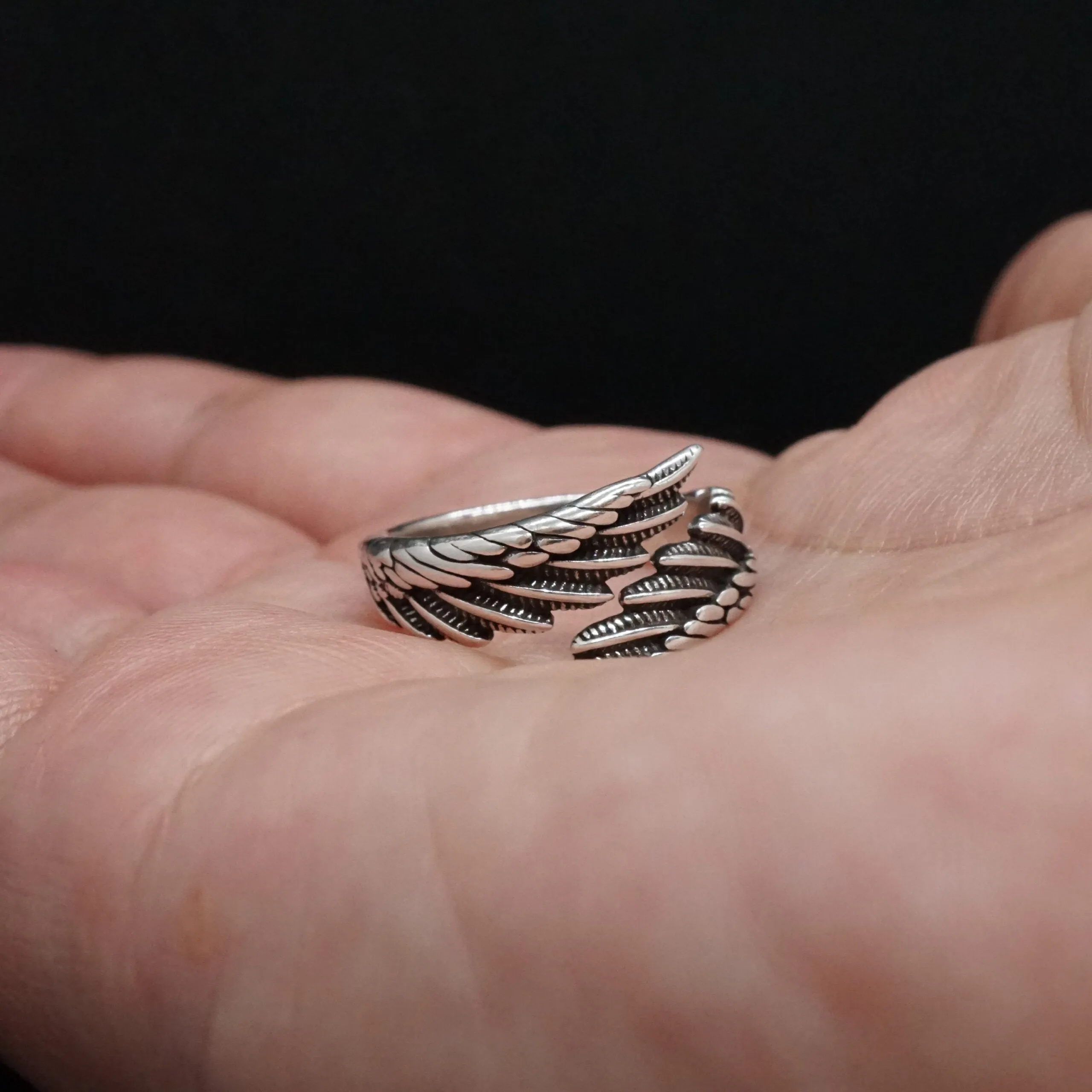 Kayle X - 925 Sterling Silver Wings Adjustable Ring