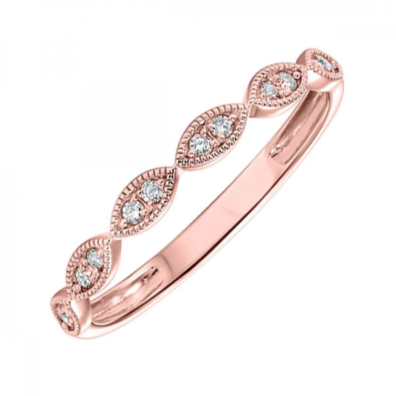 Marquise Shaped Diamond Band- Available in Rose, Yellow and White Gold