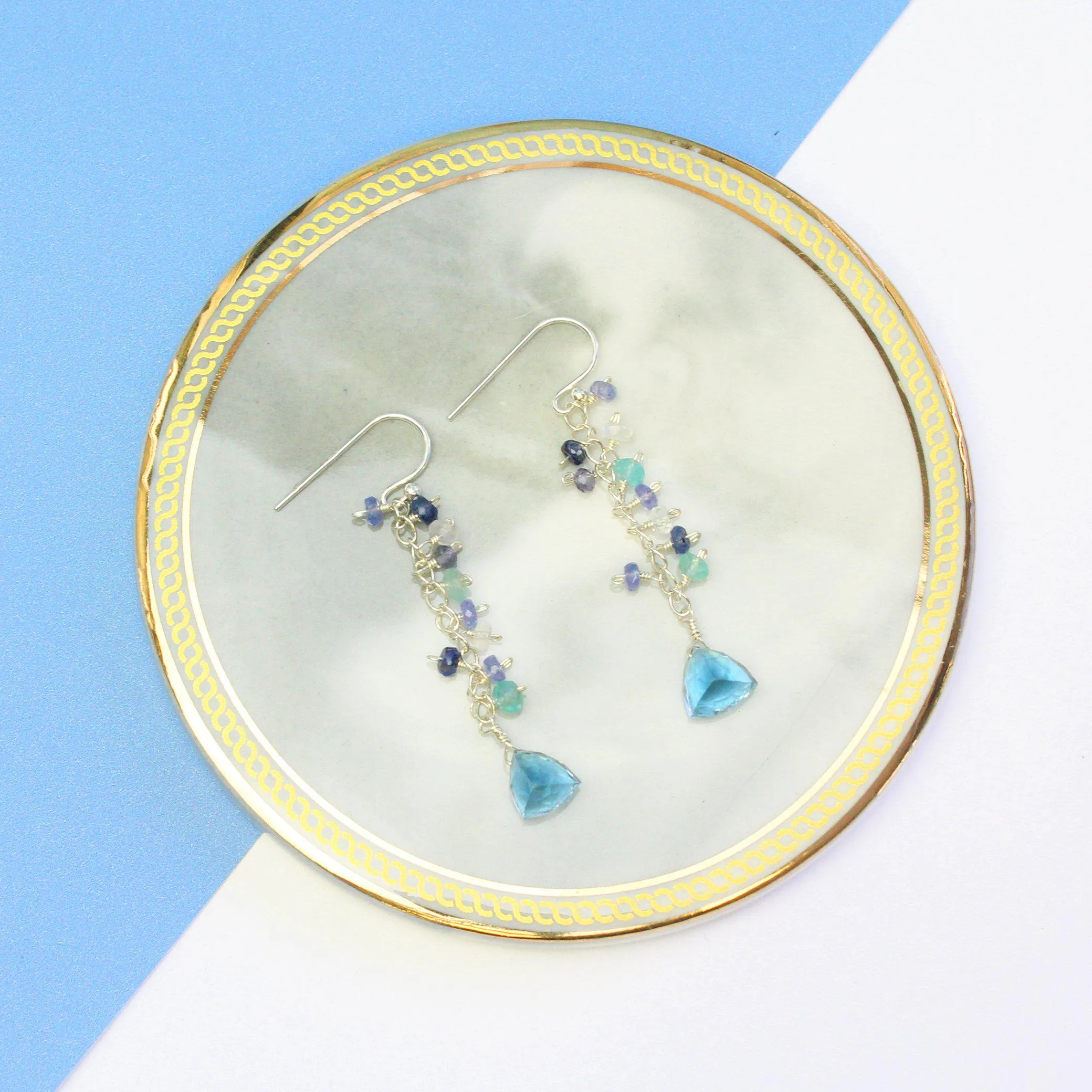 Minidot Earrings: Ocean Blue Quartz
