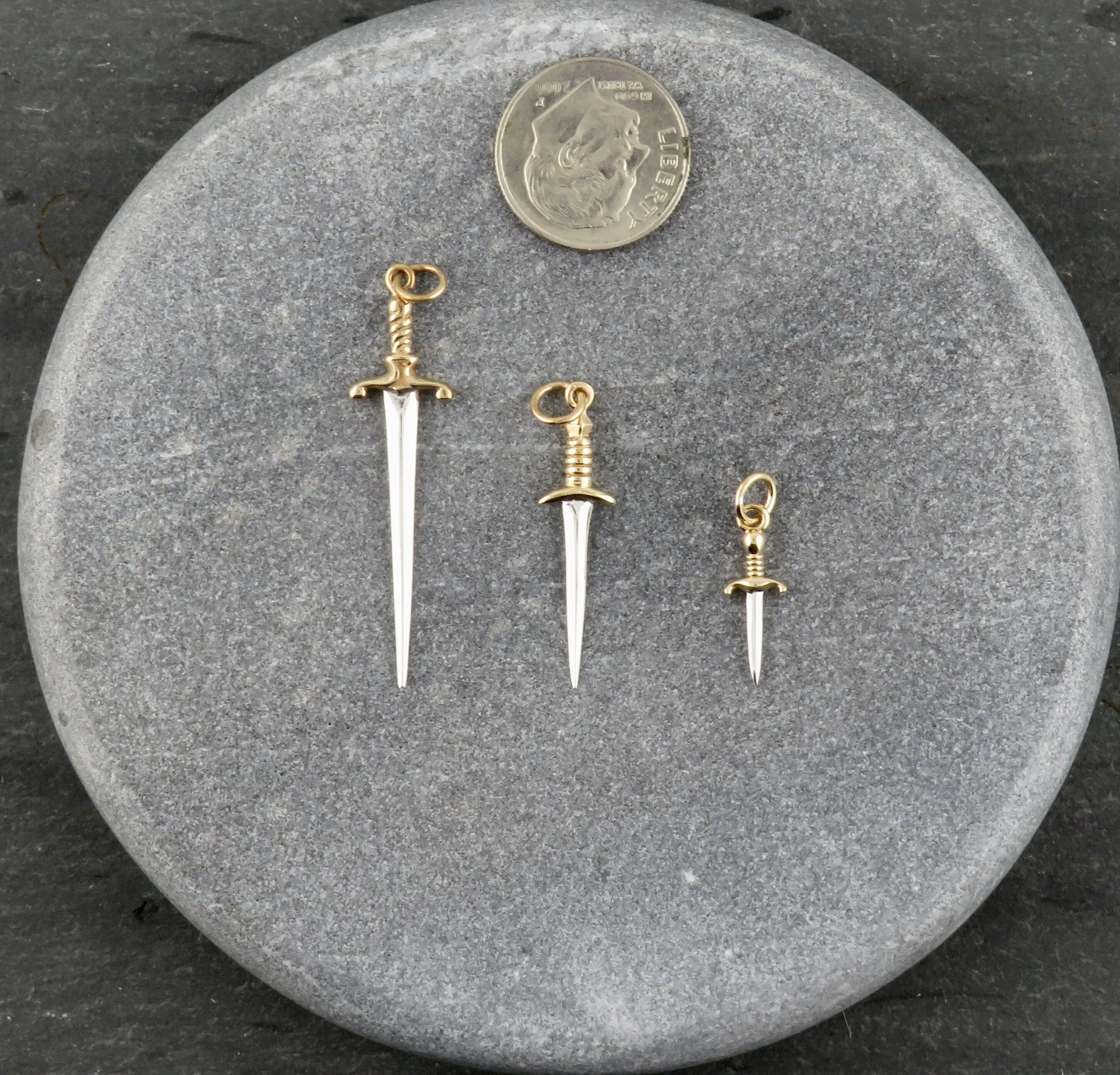Mixed Metal Dagger Earrings - Medium