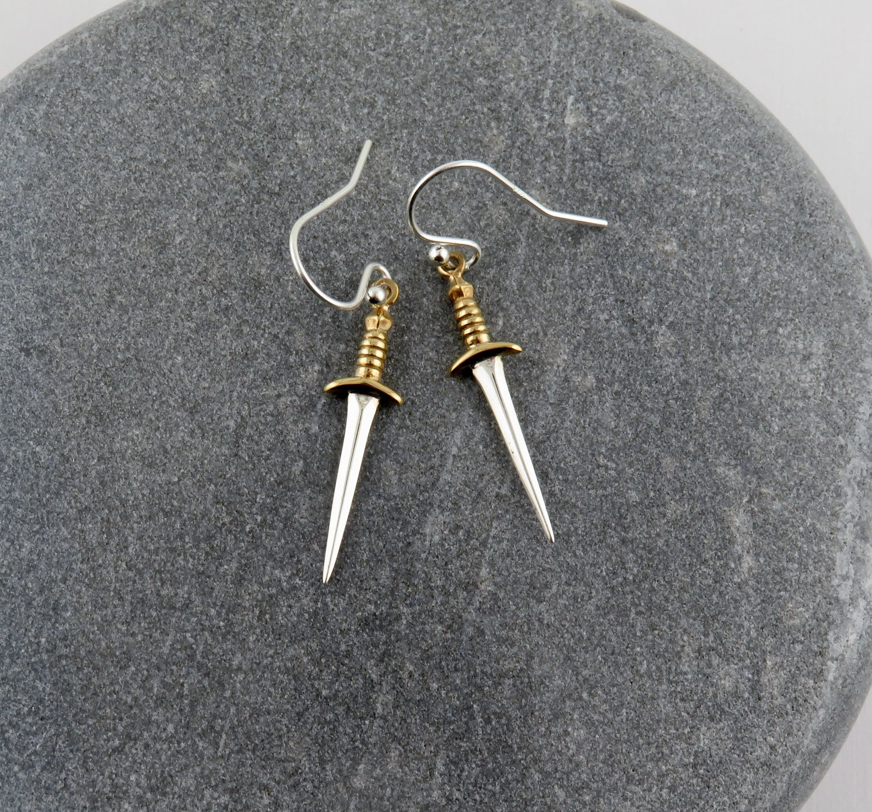 Mixed Metal Dagger Earrings - Medium