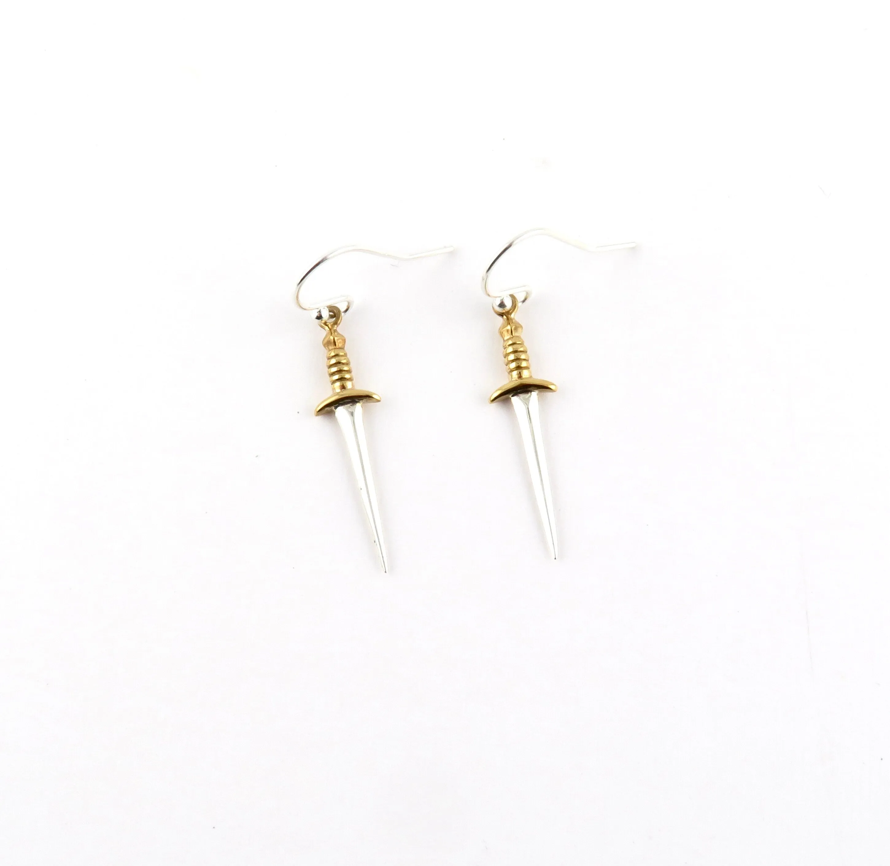 Mixed Metal Dagger Earrings - Medium