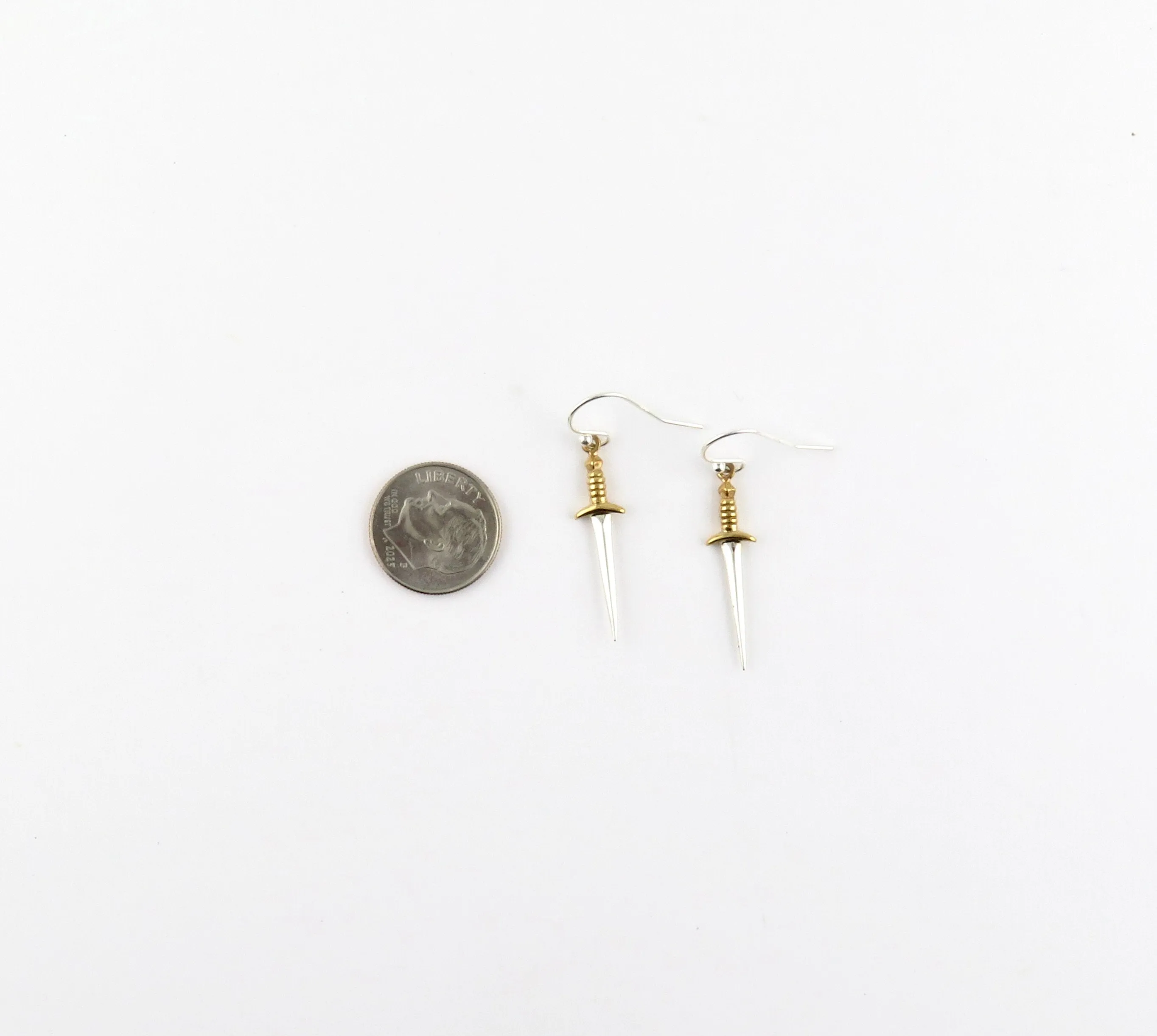 Mixed Metal Dagger Earrings - Medium