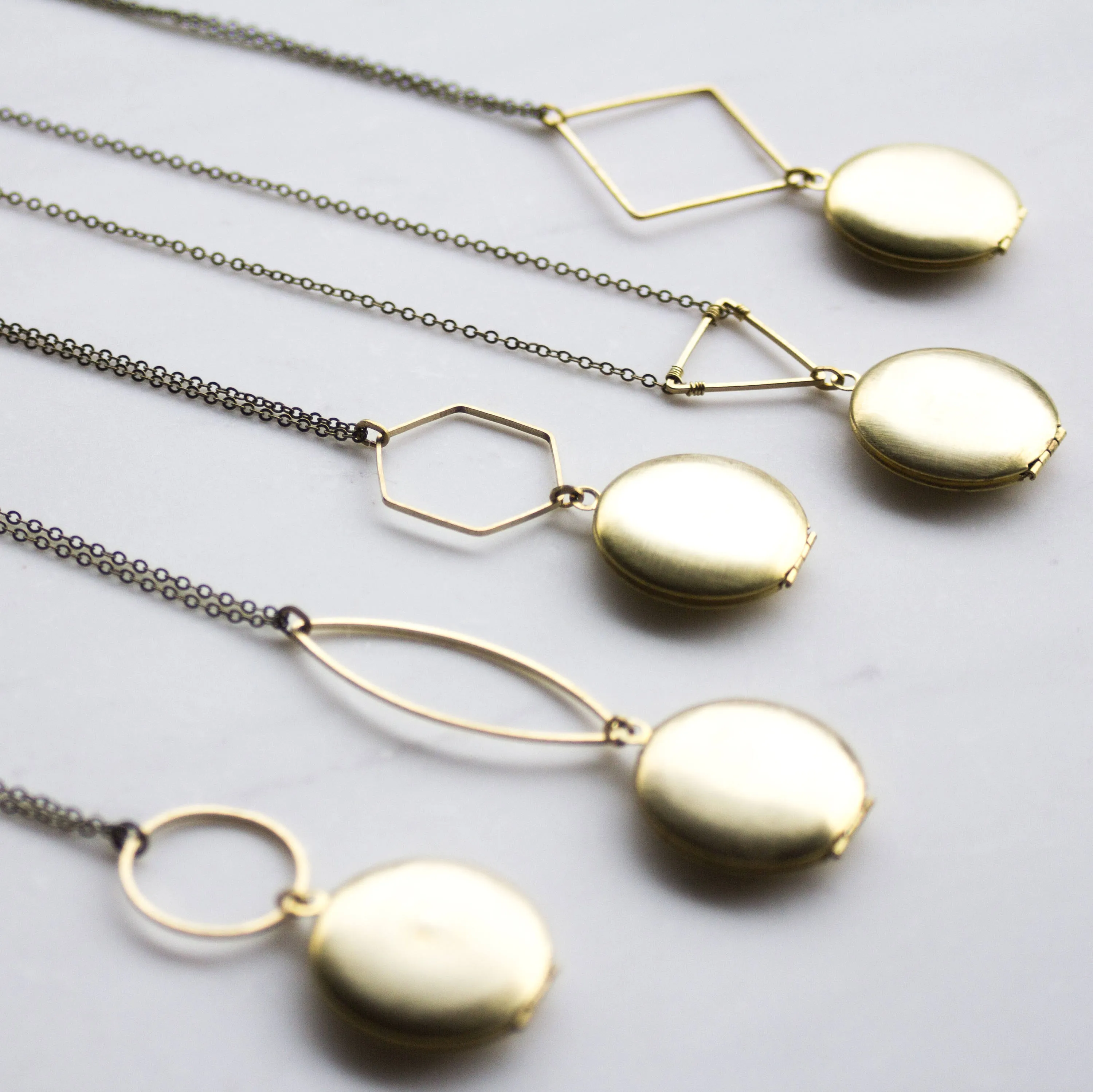 Modern Gold Triangle Geometric Locket